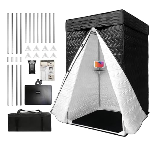 Portable Vocal Booth, 33"x33"x79" Foldable Recording Booth for Home Studio, Sound Isolation & Travel - Easy to Assemble with Travel Bag for Podcasts, Voiceovers, Singing (33x33x79inch)
