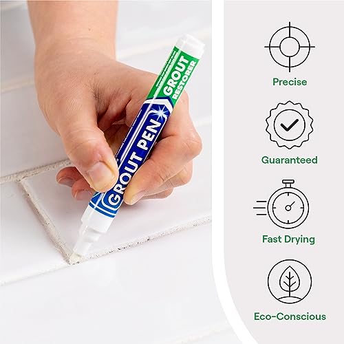 grout pen white tile grout paint marker waterproof tile grout colorant and sealer pens for cleaner looking floors amp whitener without bleach - narrow 5mm 2 pack with extra tips 7ml - white
