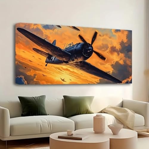Poster avion hélice noir et blanc et grand tableau décoration murale salon