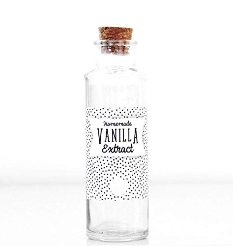 Write-In Vanilla Extract Labels (For 4 Oz Boston Round Bottles) + 2 Accessory Labels - Speckled - 2.5" X 2.685" - Pack Of 05 - Handmade By Conquest Of Happiness #TOP17