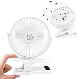 SA Products Clip On Fan, Desk Fan, Stroller Fan 3 Speeds | Desk Fan USB, Small Fan Portable Fan with 360° Rotation Cooling fan | 3000 mAh Battery Fan Pram Fan Clip On | USB Fan Baby Fan for Pram White