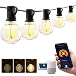 XMCOSY+ Outdoor String Lights, Smart Patio Lights 100Ft Dimmable Outdoor Lights Warm White, 50 G40 LED Bulbs, WiFi String Lights for Outside, Work with Alexa, APP Control, Waterproof Extendable
