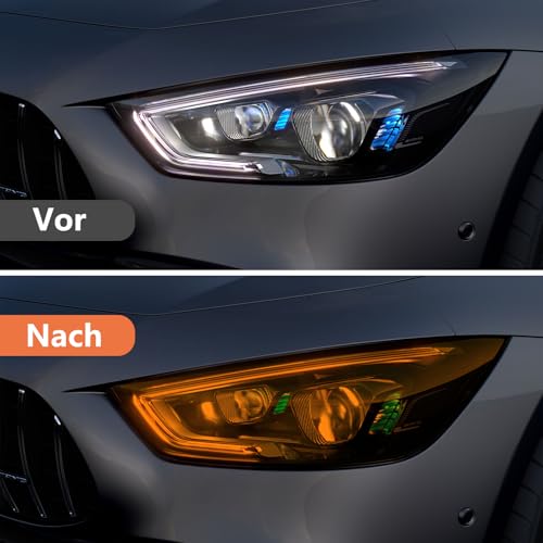 VZU Scheinwerfer Folie Orange 30 x 120cm, Selbstklebende Auto-Tönung Scheinwerfer Rücklicht Nebelscheinwerfer, PVC Folie Hitzebeständig für Lampen, Wasserdicht Auto Scheinwerfer Folie