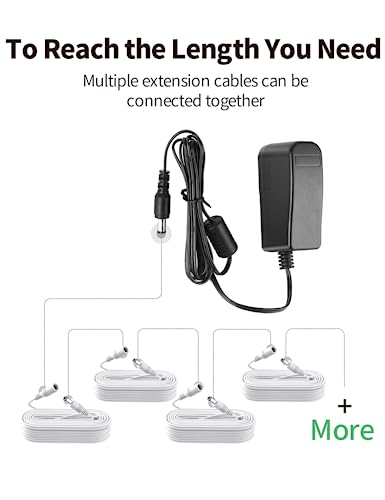 (2 Pack) Tonton CCTV Power Extension Cable 5M(16.5ft), 2.1mm x 5.5mm Female to Male 12V DC Extension cable, Compatible with CCTV Security Cameras, IP Cameras, DVR, Router, Printer, LED Strip(White) - Image 7