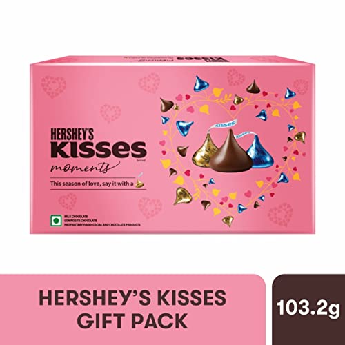 Image of Hershey's Kisses Diwali Chocolate Gift Pack | Melt-in-Mouth Milk, Almond & Cookies n Creme Chocolates | Festive Gifting Box | 90.3gm