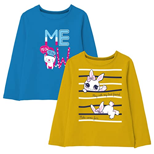 Image of minicult Cotton Printed Full Sleeve T Shirts for Girls(Pack of 2)(Pink 1)