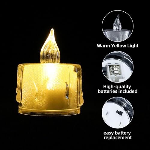 Image of 12Pcs LED Tea Light Candles | Flameless & Smokeless Diya | Decorative Acrylic Candle | Home Decor, Navratri Decor Items, Diwali Decoration Item, Room, Table, Pooja Room Decor (Yellow) | Popo Toys