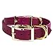 Handmade Personalized Spiked Bridle Leather Dog Collar, Gold/Brass Tone Spike Rivets, Embossed Name (Magenta)