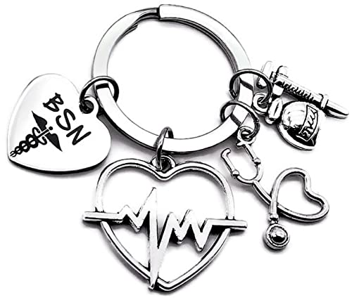 Kit's Kiss BSN Bachelor Of Science Presente de Enfermagem BSN Chaveiro Estetoscópio Seringa ECG/EKG