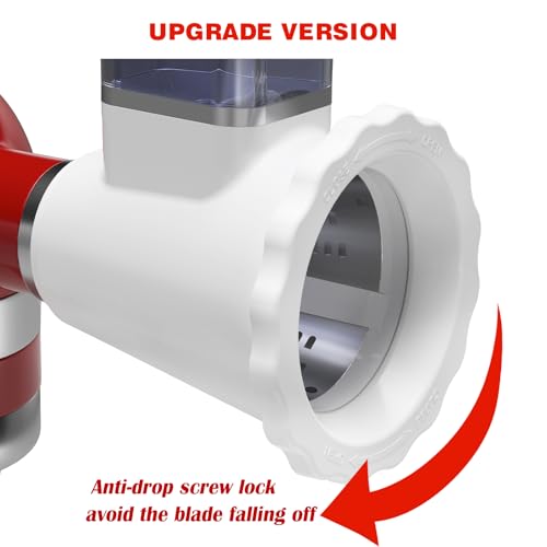 Upgraded Version - Cheese Grater Slicer Shredder Attachments for All KitchenAid Stand Mixers, Food Slicers Salad Maker Accessory Vegetable Chopper with 4 Blades Dishwasher Safe