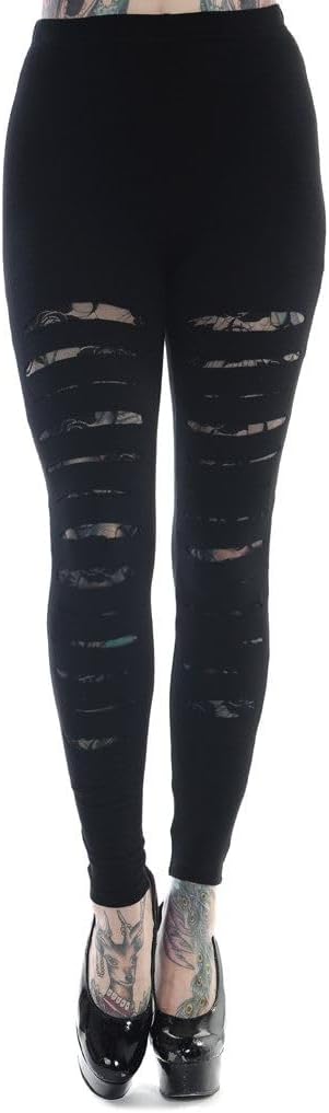 Banned ApparelSlashed Black Leggings Black/Black 2XL