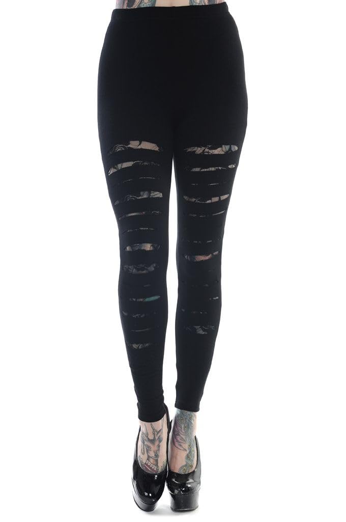 Banned ApparelSlashed Black Leggings Black/Black 2XL