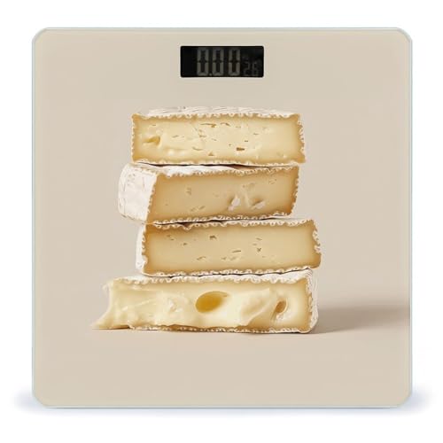 Báscula digital de baño patrón queso blanco con vidrio templado miniatura 1