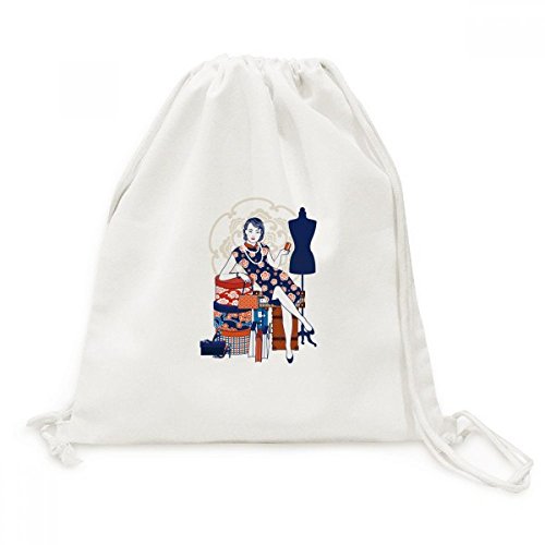 Voyage sacs à dos cordon imprimé culture chinoise blanc pour escapade