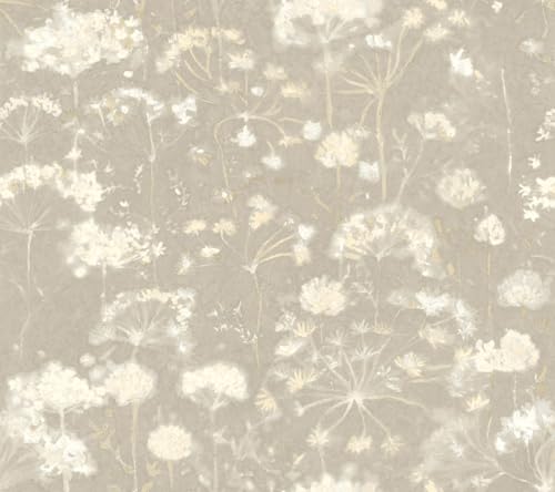 RoomMates Candice Olson Botanical Fantasy Soft Taupe Peel and Stick Wallpaper, PSW1605RL