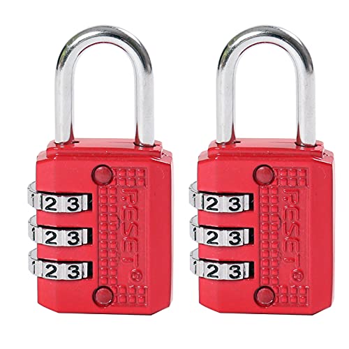 RESET-071 Mini Combination Lock Red 2-Pack