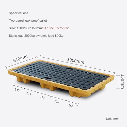 Plateformes anti-déversement empilables en polyéthylène avec caillebotis plat - Palette de confinement robuste pour fûts d'huile, idéale pour les applications industrielles, le stockage de p