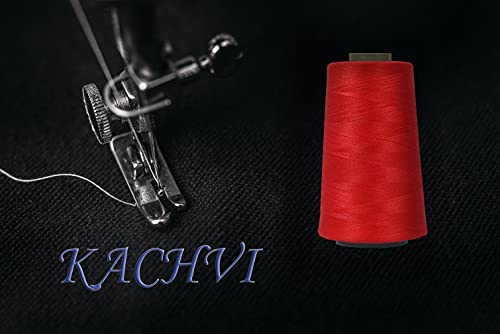 Image of Ace International Exports 3000M Overlock Polyester Sewing Thread Set Box Yarn Spools Cone Reddish (Pack of 5)