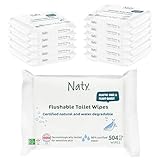 Naty Flushable Baby Wipes | 98% Water, Hypoallergenic & Natural for Sensitive Skin | Unscented, Fragrance-Free, Plant-Based | Plastic-Free, Water-Degradable | Newborn & Toddler | 504 Count (12 Packs)