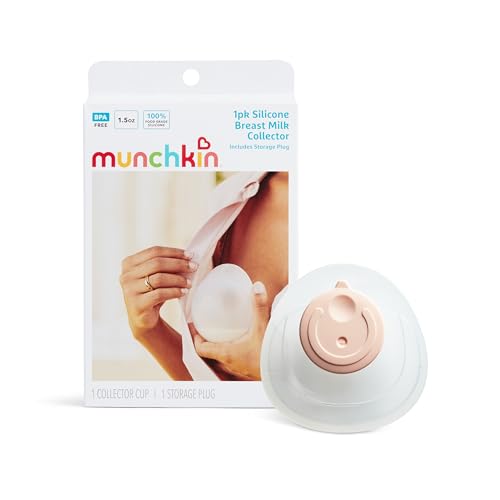 Image of Munchkin Breast Milk Collector Cups with Storage Plug, Food Grade Silicone, BPA Free, 1.5 Ounces - Discreet & Comfortable, Leak Free, Breastfeeding Essential for Postpartum Moms, 1 Pack