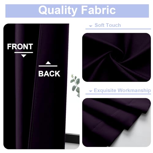 Simplebrand Ava Blackberry Short Blackout Curtains for Bedroom 45 Inches Long 2 Panels Set, Solid Thermal Insulated, Energy Saving Window Treatment Curtains Blackout Drapes, W40 x L45 Inch, Blackberry