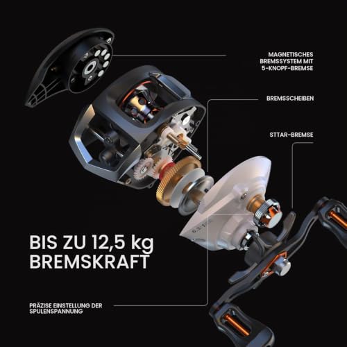 Lixada Baitcasting Angelrolle Baitcaster Rolle mit Magnetischem Bremssystem und Korrosionsbeständigem Metall Starke Salzwasser – Bild 4