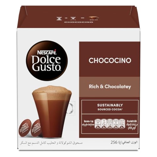 Image of NESCAFE - Dolce Gusto Chococino (16 Pods) 256g Box, By COUGAR | Rich & Chocolatey Hot Chocolate Drink Pods | Creamy Cocoa Beverage | Compatible with Nescafe Dolce Gusto Machines - (Imported-UK)