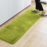 システムK キッチンマット 60×200cm キッチンラグ フランネルラグ 抗菌防臭 防ダニ 洗える 滑り止め グリーン