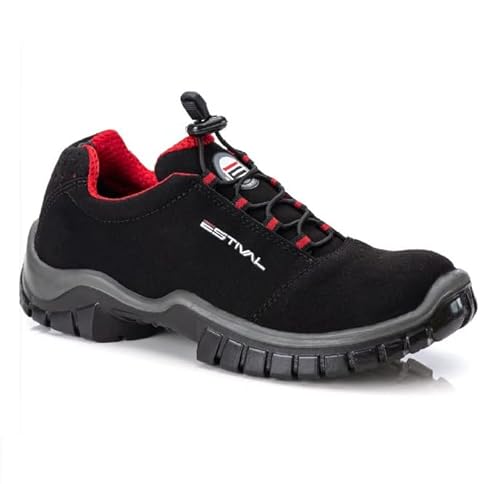 SAPATO DE SEGURANÇA ESTIVAL MICROFIBRA PRETO VERMELHO BICO PVC CA 44.592 (41)