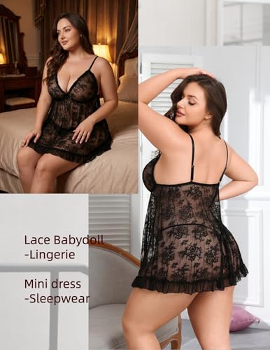 Avidlove Plus Size Women Sexy Lace Babydoll Chemise - image 4