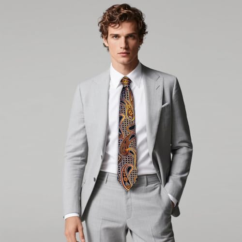 Image of DiBanGu Mens Paisley Tie Set Silk Woven Jacquard Necktie and Pocket Square Cufflinks Gift Set for Wedding Bussiness