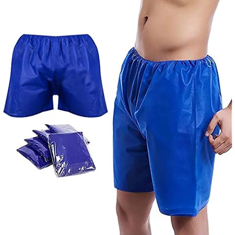 Men Spa Disposable Panties, Breathable Non-Woven Boxer Pants, for Spray Tanning Travel Medical Exam,Blue,30pcs Cover
