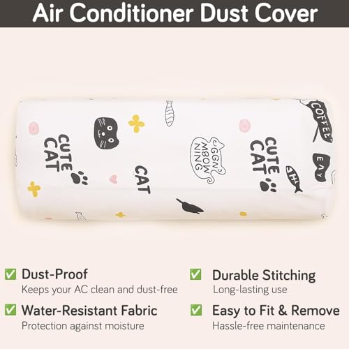 Image of HOKIPO AC Cover for most 2 Ton Split AC | Fits AC Units upto Size 110x33x31 cm | Dustproof, Waterproof & Washable Indoor Unit Cover | Protective & Decorative | Playful Cats (NEW-D6-AR5874)