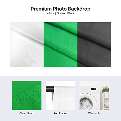 Limostudio, Agg1459, 10 Ft. Backdrop Support Stand Light Softbox Lighting Kit With 10 Ft. White Black Green Background Screen Backdrop For Photo Studio #TOP5