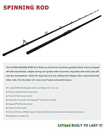 Littma Light Surf Rod10’/11'/12'Feet Surf Rods 60/40 Split Saltwater Carbon Surf Rod Light Surf Spinning Rod Light Surf Travel Rod Carbon Surf Rod Saltwater Surf Spinning Rod Barra De Surf Surf Rod #TOP1