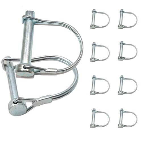 GVSS 10 Pièces Goupille de Verrouillage Forme D 8 x 60 mm, Goupille Echafaudage 8mm Axe de Verrouillage,Clips de Verrouillage Echafaudage Pour Jardin,Pelouse,Remorques