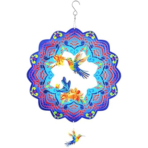 Metal Hummingbird Wind Spinner for Gardens Cover