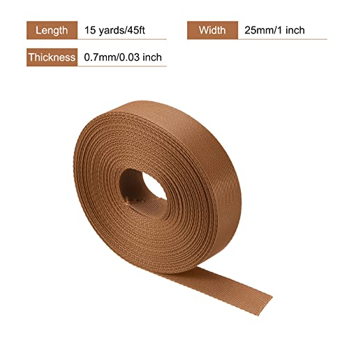 Image of MECCANIXITY Flat Nylon Webbing Strap 1 Inch 15 Yards Dark Brown for Backpack, Cargo Strap, Luggage-rack