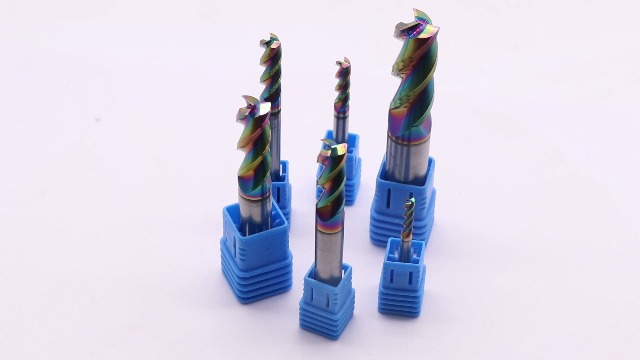 Image of 6Pcs 3 Flute 1 /8 inch-1 /2 inch Solid Carbide End Mill Set for Aluminum, DLC Coated | 1 /8 inch, 3 /16 inch, 1 /4 inch, 5 /16 inch, 3 /8 inch, 1 /2 inch, 45 Degree Helix, End Mill Bit Set, for Milling Aluminum and Copper