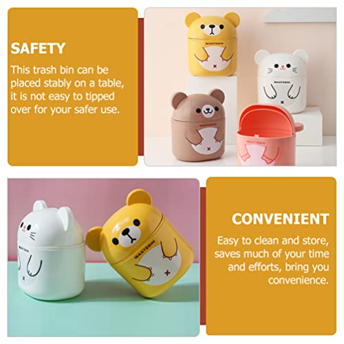 Image of LIFKOME Small Trash Can Mini Trash Bin with Lid Cute Cartoon Bear Desktop Wastebaskets Desktop Waste Garbage Bin for Bedroom LivingRoom Desk Car Office Kitchen