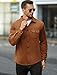 ZAFUL Men Fashion Lightweight Jacket Long Sleeve Solid Color Untucked Dress Shirt Work Office Style Button Down Overshirt (Brown XL)