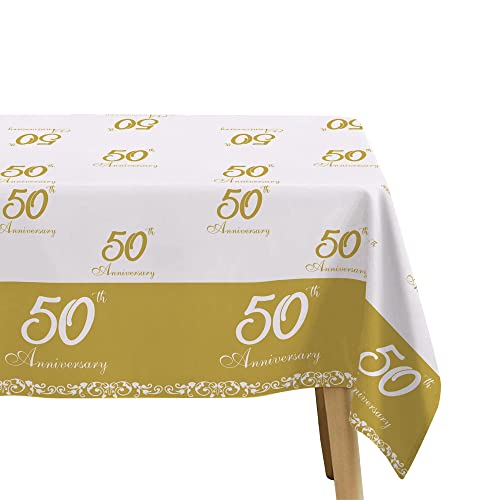APOWBLS 50th Anniversary Decorations Tablecloth, Golden, 3 Pack, 54 x 108in by APOWBLS - Used condition - Image 5