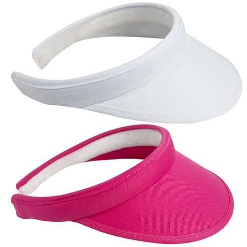 Image of 2 Pack Sun Visor Hats Women Men Clip On Wide Brim Visors Hat Outdoor Sports Golf Beach Travel Tennis Caps