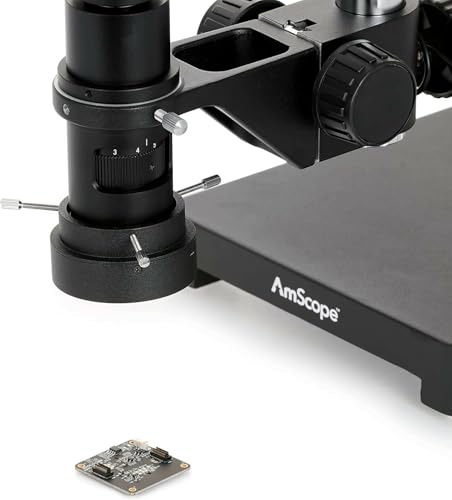 Image of AmScope - 0.7X-5X Zoom Inspection Microscope on Single-Arm Boom-Stand + LED Ring Light + 1080P HDMI C-Mount Camera - H800-SAB-96S-HD22