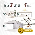 CROWN SHADES 12x12 Pop Up Canopy Tent Instant Commercial with 150D Silver Coated Fabric Including 1 Removable Sidewall, 4 Ropes, 8 Stakes, Weight Bags, STO 'N Go Bag, White - Image 2