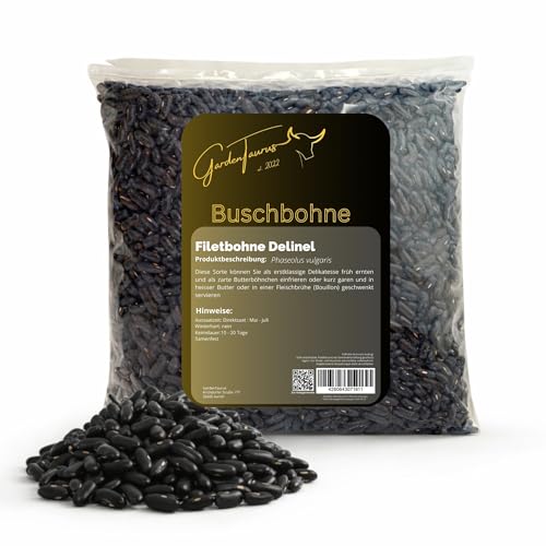 GardenTaurus® Saatgut, Buschbohne Delinel (Filetbohne), besonders reichtragend, resistent, fadenlose Züchtung, gefriergeeignet (500 g)