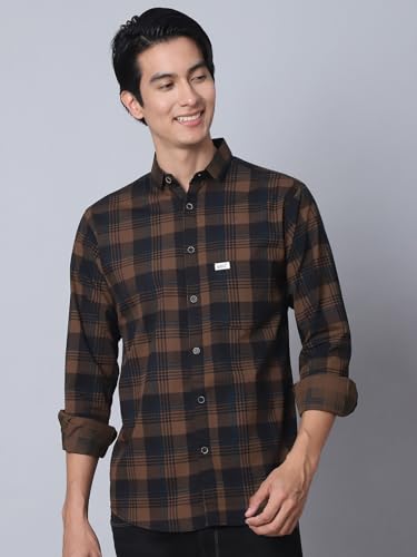 Image of Majestic Man Comfort Cotton Slim Fit Checked Casual Shirt for Men