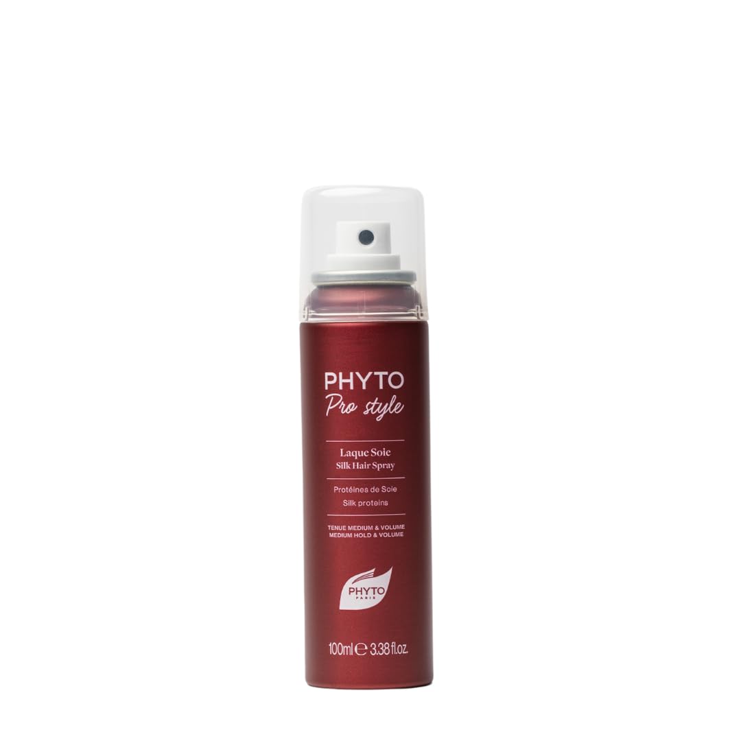 PHYTO Phytolaque Soie Hairspray - Medium Hold & Volume | Silk Protein Finishing Spray for Shine & Frizz Control | Unscented | Silicone-Free | All Hair Types | Made in France | 3.38 fl oz (100 ml)
