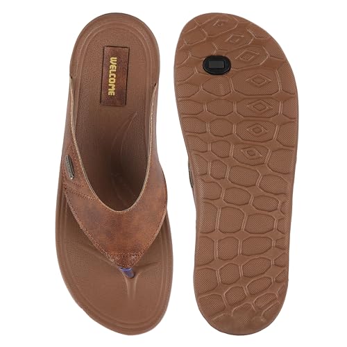 Image of WELCOME Soft Men's Slippers with Cushion FootBed for Adult | Comfortable & Light Weight | Stylish & Anti-Skid | Waterproof & Regular Flip Flops for Gents /Boys
