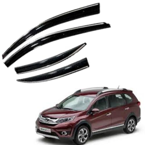 Image of CAR SAAZ Chrome Line Door Visor for BR-V (2017-2020)(Set of 4Pcs) | Wind Deflector, Rain Guard